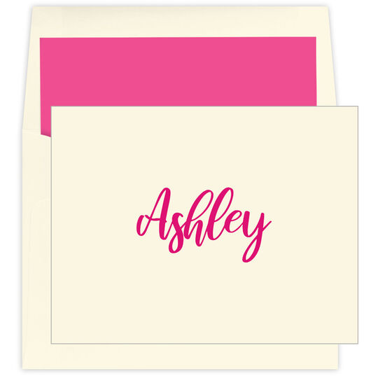 Handwritten Script Folded Note Cards - Raised Ink